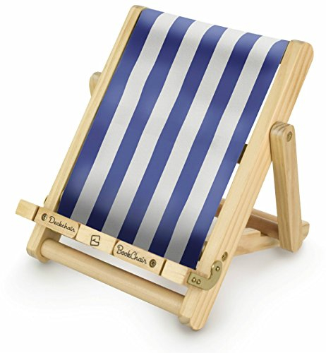 Bookchair Medium Blau-Weiß gestreift - Buchständer - Tablethalter aus Holz: Leseständer für Bücher, E-Reader und Tablets: Ideal für Schule & Studium, für Jung & Alt