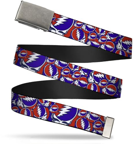Buckle-Down Men's Web Belt Grateful Dead 1.5, Multicolor, Wide-42
