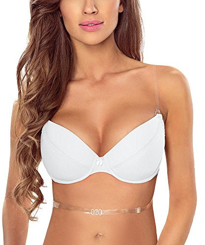 Vivisence Underwired Multiway Convertible Silicone Push-Up Bra 1035, White,32D