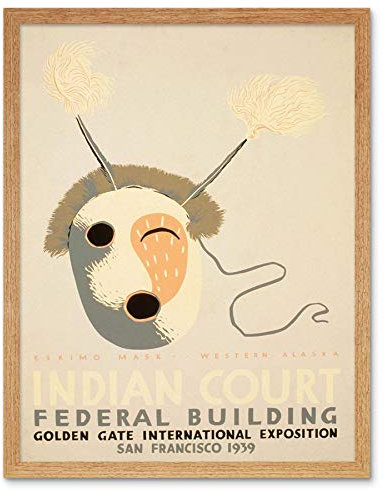 Wee Blue Coo Advert Exhibition Indian Court Eskimo Culture Mask USA Art Print Framed Poster Wall Decor Kunstdruck Poster Wand-Dekor-12X16 Zoll