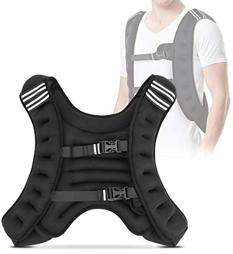 Gewichtsweste 10Kg, Weighted Vest Verstellbare Laufweste Trainingsweste Gewichtsmanschetten mit Reflexstreifen und Verstell-Riemen für Krafttraining Laufen Fitness