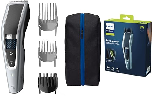 Philips Tagliacapelli serie 5000 Trim-n-Flow PRO Technology, completamente lavabile con lame in acciaio inox autoaffilanti, con cavo, spina UK a 3 poli, HC5630/13