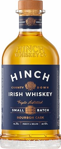 Hinch Distillery Small Batch Irish Whiskey | Blended Irish Whiskey | 43% ABV 70cl | Smooth and Bold Flavour | Aged in First-Fill Bourbon Casks | Enjoy Neat or in Drinks
