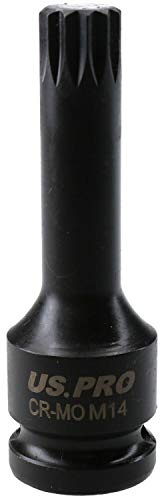 M14 x 78mm Spline Bit Triple Square Impacted Extra Long 1/2” Drive Male Socket