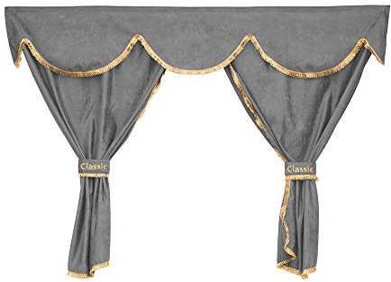 24/7Auto Graue Vorhänge + Dekorationen, 7-teiliges Set für Actros MP4 2011+ Trucks Big Space Cab