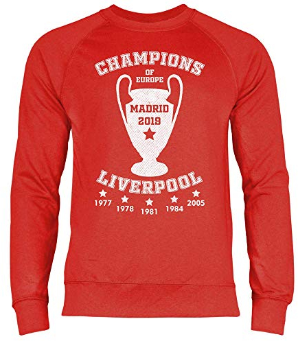 wowshirt Herren Hoodie Liverpool Trikot Champions Madrid 2019 Jürgen Klopp, Größe:M, Farbe:Red
