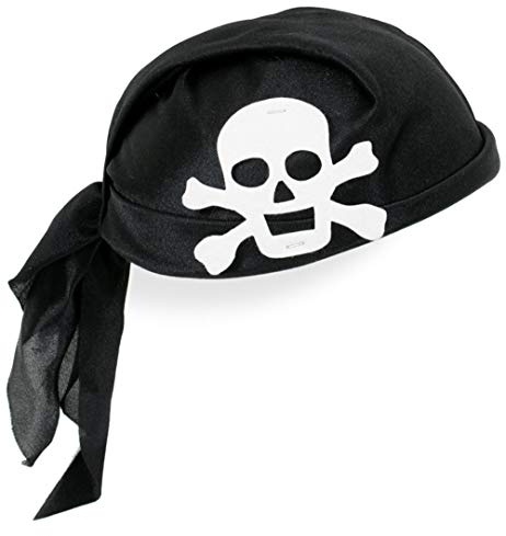 KarnevalsTeufel Piraten Haube schwarz für Erwachsene mit Totenkopf Hüte Verschiedene Modelle für Theater, Rollenspiele u. vieles mehr (Haube schwarz)