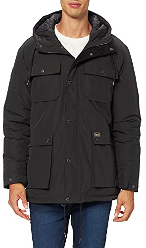 Superdry Parka rembourrée pour Homme, Noir, XXL