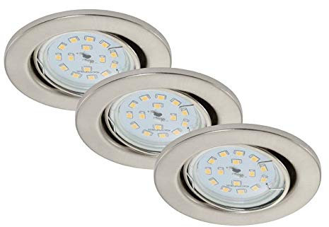 3er Set LED Einbauleuchte, Ø 8,6 cm, 5 W, Matt-Nickel