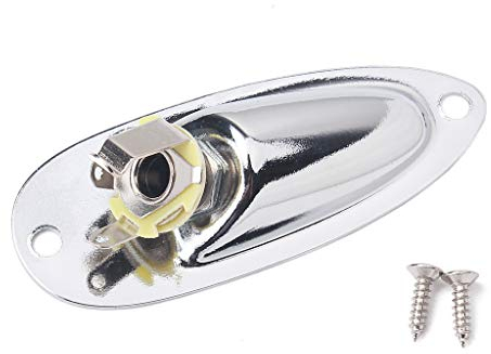 Alnicov Boat Input Output Jack Plate Socket with Screws for Fender Strat Guitar Silver