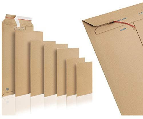WPTrading - 200 Stück Wellpappe Versandtaschen DIN A3 330 x 490 mm (SW70) selbstklebend Braun - Pappe Versandtasche aus Karton für Büchersendung reißfest - Warensendung Versand Verpackung für Bücher