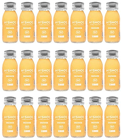 Shot de gingembre - pour un délicieux moment de fraîcheur. Bio et végan. SANS sucre SANS additifs. 21 x 60 ml