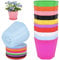 LATERN 10 Piezas Macetas de Plástico, 11cm Colores Macetas de Interior Maceta de Vivero de Plántulas con Platillos para Decoración del Balcón Escritorio Oficina Jardín (10 Colores, Forma de Flor)