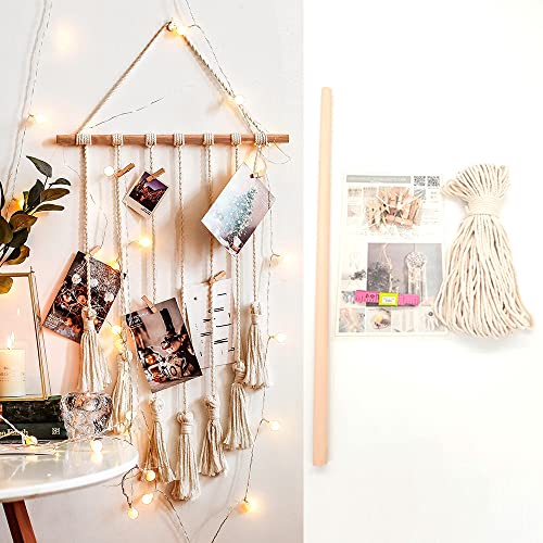 Makramee Traumfänger Set,Makramee Garn Baumwollgarn Makramee Schnur zum Basteln,Makramee Zubehör Set für DIY Handwerk Macrame Dekoration Wandteppich Wandbehänge Traumfänger,Foto-Clip-Wandteppich