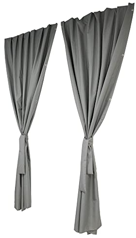 Grand Filippo Gardine 150x250 cm Grau - Outdoor Vorhang Wetterfest mit ösen - Langlebige und Wetterfeste Sonnenblende - Gardine mit Stahlseil Set - Vorhänge für Aussenbereich