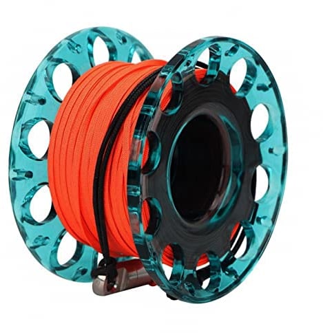 Tauchen Fingerspule, 30m, Plastic Scuba Diving Finger Spool Reel Diver Unterwasserzubehör, 4 Farben(Blaues Rad)Tauchen