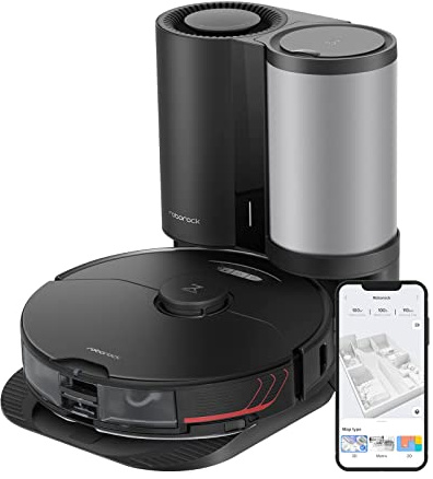 roborock S7 MaxV Plus Saug- & Wischroboter mit Absaugstation (5100Pa, ReactiveAI 2.0 Hindernisvermeidung, 180min Laufzeit, 400ml Staub-/200ml Wassertank, App/Sprachsteuerung)
