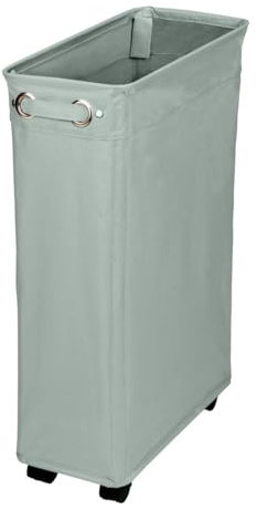 WENKO Wäschesammler Corno Salbei, schmaler Wäschekorb mit vier leichtgängigen Rollen, Wäschetruhe aus 100% Polyester, Fassungsvermögen 43 L, (B x H x T): 18,5 x 60 x 40 cm Grün