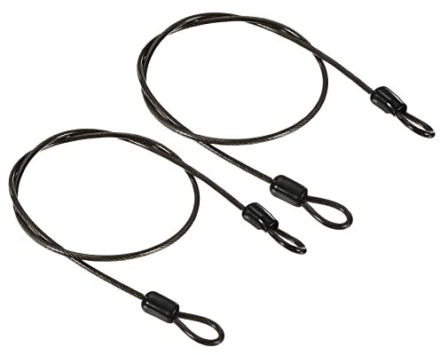 PATIKIL Sicurezza Acciaio Cavo 2.5mm x 0.5m/1.64ft Cavo Antifurto Rivestito Bagaglio Blocco Filo Corda con Doppio Cerchio Cavo di Sicurezza per Esterni Nero 2pz