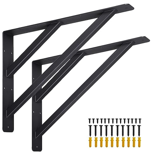 Wdwlbsm 2Pcs Heavy Duty Shelf Bracket Countertop Support Brackets 16x12 Wall Mounted Floating Shelf Bracket,Solid Fireplace Metal Brackets for Shelves for Tops Cabinetry Table Work Bench