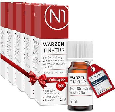 N1 Tintura de verrugas 5 x 2 ml - [removedor de verrugas] - Verrugas fácil y sin dolor - Remedio para verrugas en manos y pies - eficaz desde la primera aplicación - Producto farmacéutico