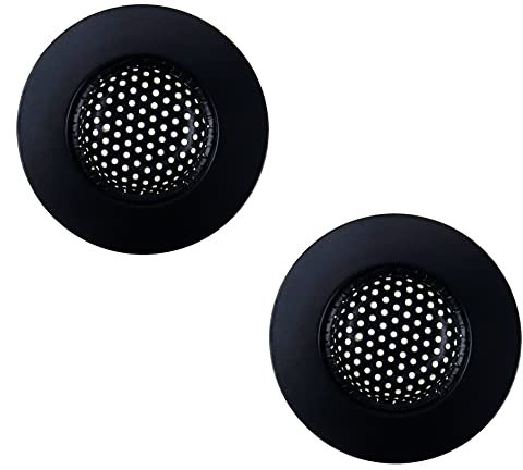 Antrader Kitchen Sink Strainer,3 Top / 1.5 Basket,Stainless Steel Sink Drain Strainer,Black,2 Pack