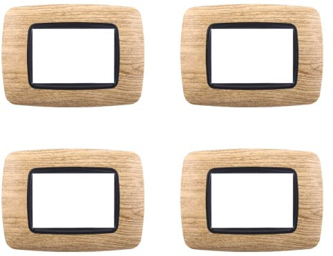 4 Pezzi Placche Compatibile Con Bticino Living, Placche Plastica Bombata (3 Posti/Moduli,Legno Chiaro)