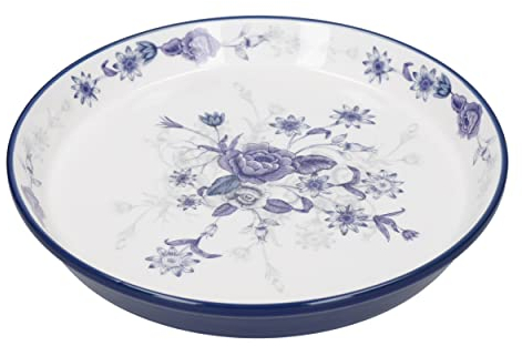 London Pottery Blue Rose Kuchenteller, Keramik, Mandel-Elfenbeinweiß/Blau, 20 cm