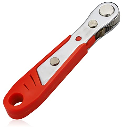 Mini Ratchet Wrench, Right Angle Phillips Magnetic Screwdriver for Awkward Spaces, with 1/4 Inch Drive High Torque Offset Reversible Mini Ratcheting Offset Screwdriver,4.5 Inch