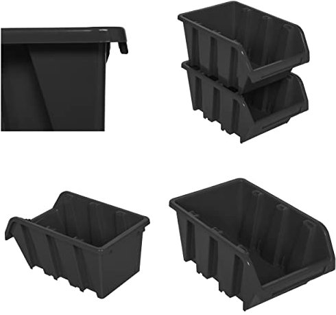 botle 5 x Stapelboxen Werkstatt Garage Sichtlagerboxen Sichtlagerkästen Stapelkisten Sortierboxen Boxen 290x200x150 mm Anthrazit stapelkisten Kunststoff lagerboxen stapelbar