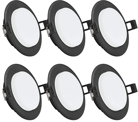 max K O M F O R T 6x SET Einbaustrahler schwarz rund mit Leuchtmittel 10W neutralweiß Einbau Spots Decken Strahler Leuchte Spots Einbauleuchte Einbaurahmen GX53 + 10NW