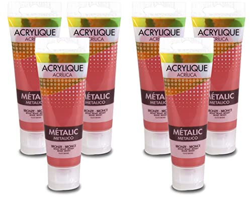JUANIO Lot de 12 Tube Peinture Acrylique Metallique Bronze,Peinture Acrylique Effet métallisé,Peinture pour Papier, Roche, Bois, céramique, Tissu, Haute teneur en pigments de Couleur, capacité 75 ML