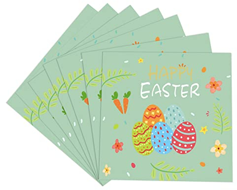 20 Pièces Serviette en Papier de Fête Pâques, Serviette Fournitures de Fête de Pâques, Décorations de Table Colorées en Forme d'œuf Lapin de Pâques, Fête de Pâques, Dîner, Famillalies, Printemps
