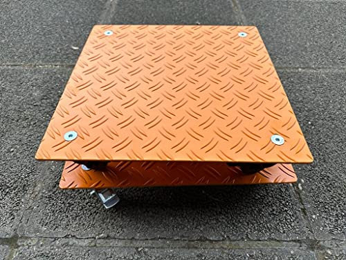 Pflanzenroller eckig orange Ral2000 200kg oder 400kg Blumenroller Untersetzer Alu Riffel mit Auswahl Rollenfarbe schwarz/silber (Alu Riffel 400kg 5/6,5 450x450mm Rolle Schwarz)
