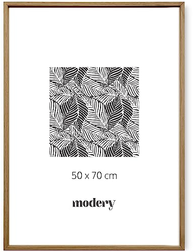 Modery Bilderrahmen 50x70 aus natürlichem Eichenholz für Fotos und Poster, Holzrahmen für 50x70-Blätter (50x70cm, Natur-Eiche)