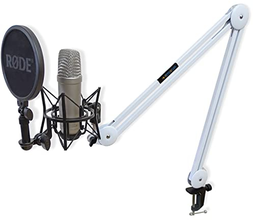 Rode NT2-A - Juego de micrófono condensador y trípode de mesa keepdrum MS138, color blanco