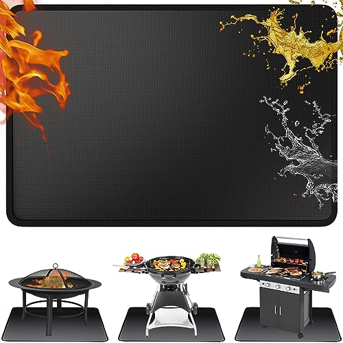 ROCKY&CHAO Tapis Anti Feu 3 Couches en Fibre de Verre Résistant au Feu 152 * 107 cm Pouces Tapis de Protection de Sol Ignifuge Résistant pour Barbecue en Plein Air Foyers Extérieurs et Braséros