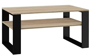 VBChome Kaffeetisch 90 x 58 x 50 cm Eiche Sonoma - Schwarz Couchtisch Wohnzimmertisch Teetisch Beistelltisch Sofatisch Modern Wohnzimmer Büro Eiche Sonoma - Schwarz