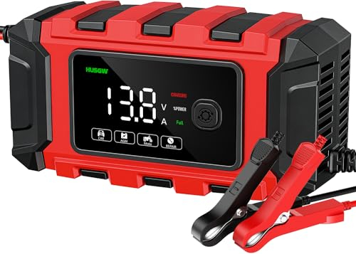 6A Car Battery Charger, 6A 12V Car Battery Smart Charger,Automotive Smart Portable Battery Charger Maintainer/Pulse Repair Charger Pack With LCD display for Car, Motorcycle, Lawn Mower