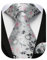 HISDERN Krawatte Herren mit Einstecktuch - Krawatten Extra Lange Silber Florale Seide Hochzeit Krawatte und Taschentuch Set für Männer