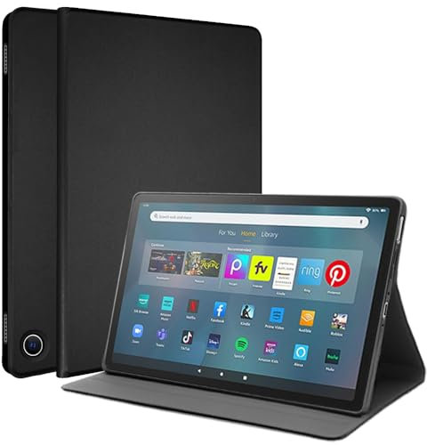 TECHGEAR Hülle Kompatibel mit Amazon Fire Max 11 (2023/13. Generation) Hülle mit Ständer und Auto Schlaf/Wach Funktion, Pu Leder Smart Case Fire Max 11 2023, Schwarz