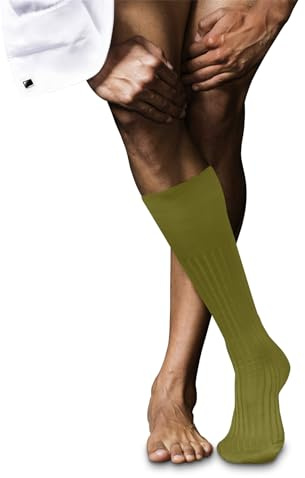 FALKE Herren Kniestrümpfe No. 13 M Kh Baumwolle lang einfarbig 1 Paar, Grün Vegetal 7471, 43-44