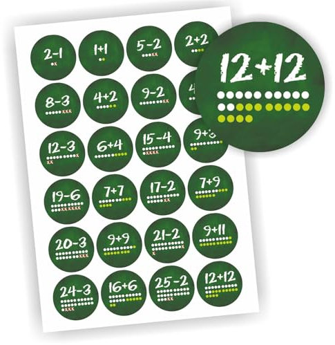 24 Aufkleber 1-24 Advent Adventskalender Zahlen Weihnachten Rechnen Mathe Grün 2