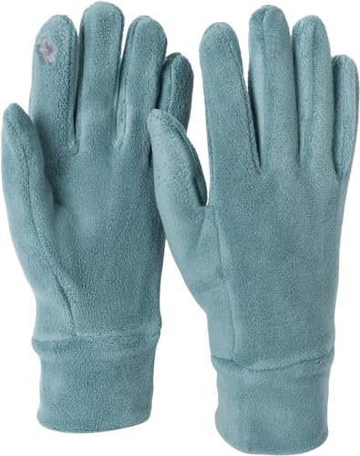 styleBREAKER Damen Touchscreen Fleece Handschuhe Einfarbig, warme Fingerhandschuhe, Winter 09010047, Farbe:Taubenblau