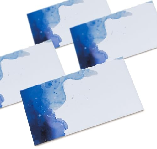 Summer-Ray Tischkarten, 48 Stück, marineblau, Aquarell-Design, für Hochzeit, Tischkarte, Escort-Karte (doppelseitig)