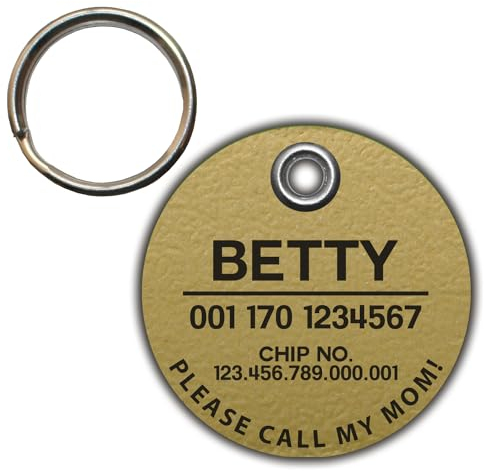 DOG TAG/HUNDEMARKE - aus Biothane - gold - v1 - rund - Ø 3,4 cm