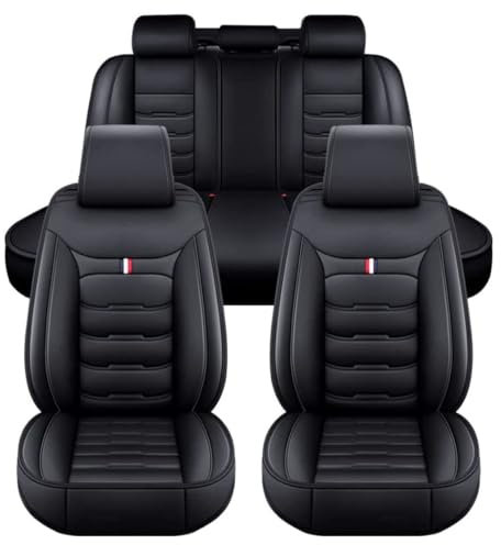 LICOME Auto Sitzbezüge für Honda Fit/Jazz 2.Generation (GE) 2008-2015, Leder Autositzbezüge, Wasserdicht Schonbezüge Vordersitze und Rückbank Komplettset Sitzschoner Zubehör,A Black