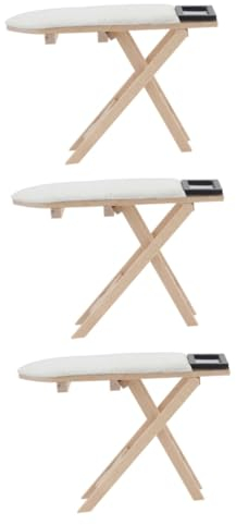 UPKOCH 3pcs Doll House Ironing Table Mini Ironing Table Pretend Play Laundry Accessories 1: 12 Dollhouse Furniture Miniature Iron Table Decor Doll Ironing Board Dining Table Wood Tool