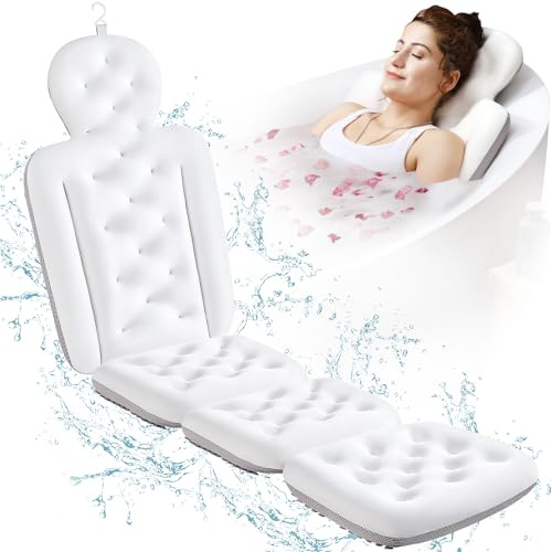 Full Body Bath Pillow for Bathtub, Thick Bathtub Cushion, Luxury Tub Pillow for Bath for Headrest Neck and Back Support White 150 X 41CM