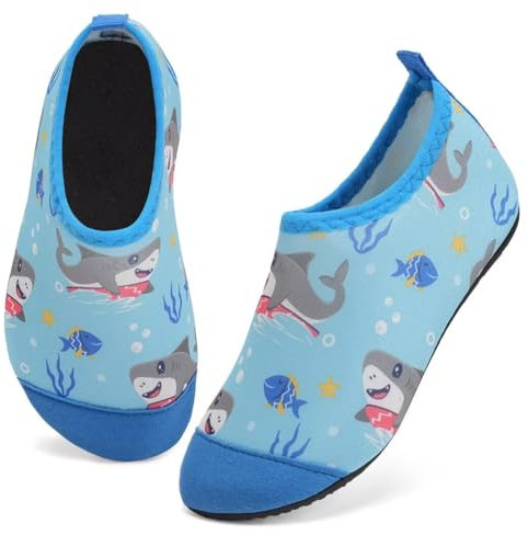 IceUnicorn Badeschuhe Kinder Schwimmschuhe Jungen Mädchen Strandschuhe Baby Aquaschuhe Barfußschuhe Kleinkind Wasserschuhe(Walfisch Blau 26/27 EU)